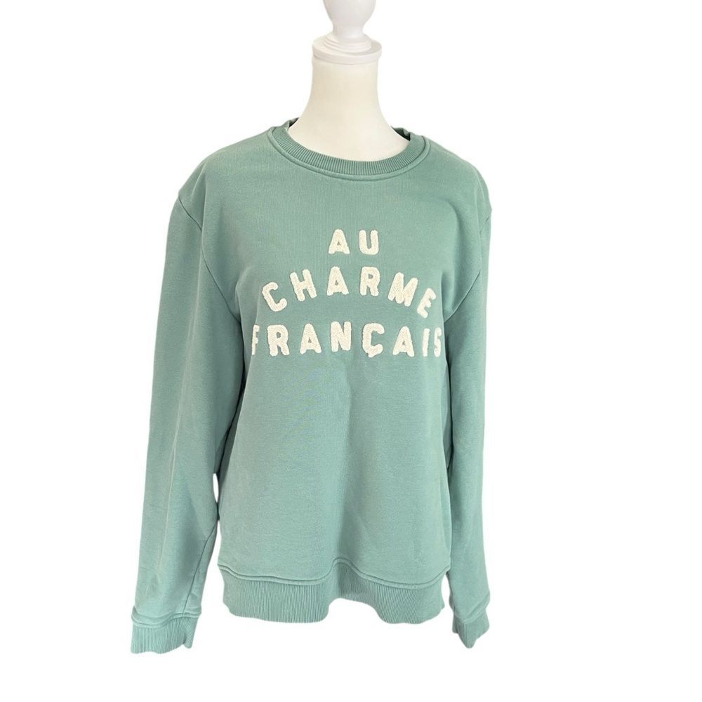 Balibaris Au Charme Franais Mint Green Cotton Graphic Crewneck Sweatshirt M — image 2 of 7
